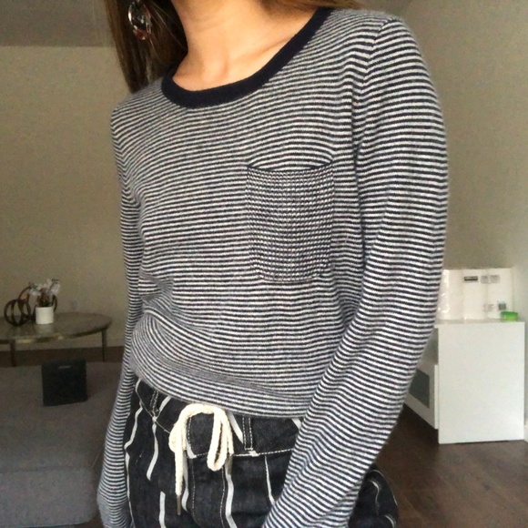 J. Crew Tops - JCREW 100% ITALIAN CASHMERE LONG SLEEVE STRIPE TOP